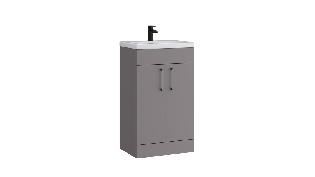Dove 500mm 2 Door Slimline Unit – Slate Grey | 500x355mm Basin - Tuskan Tiles