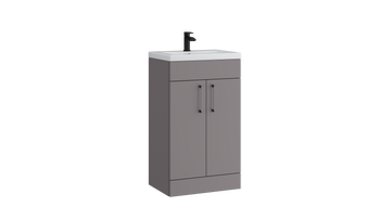 Dove 500mm 2 Door Floor Standing Unit with 500mm Slim Basin – Slate Grey - Tuskan Tiles