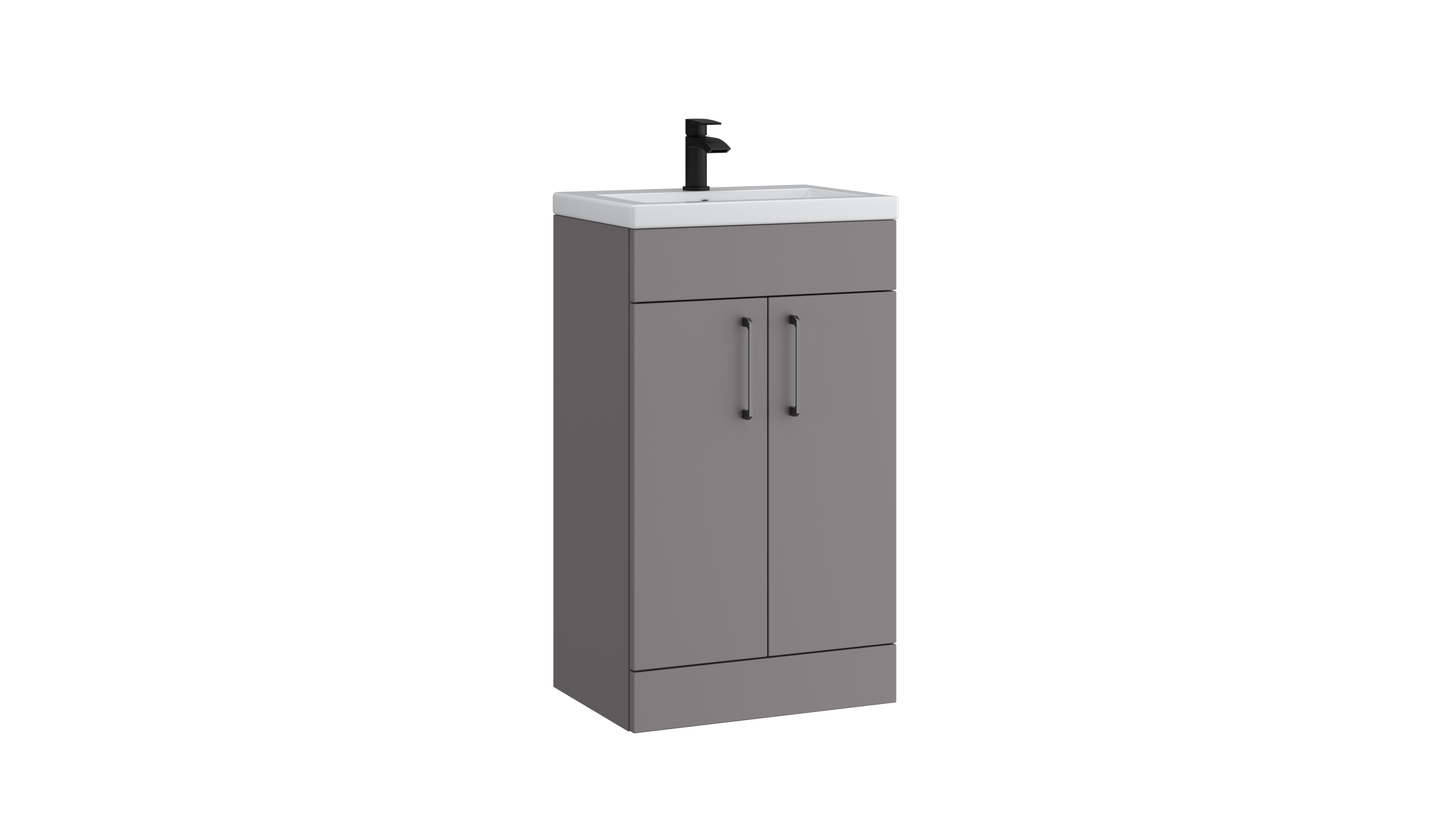 Dove 500mm 2 Door Floor Standing Unit with 500mm Slim Basin – Slate Grey - Tuskan Tiles