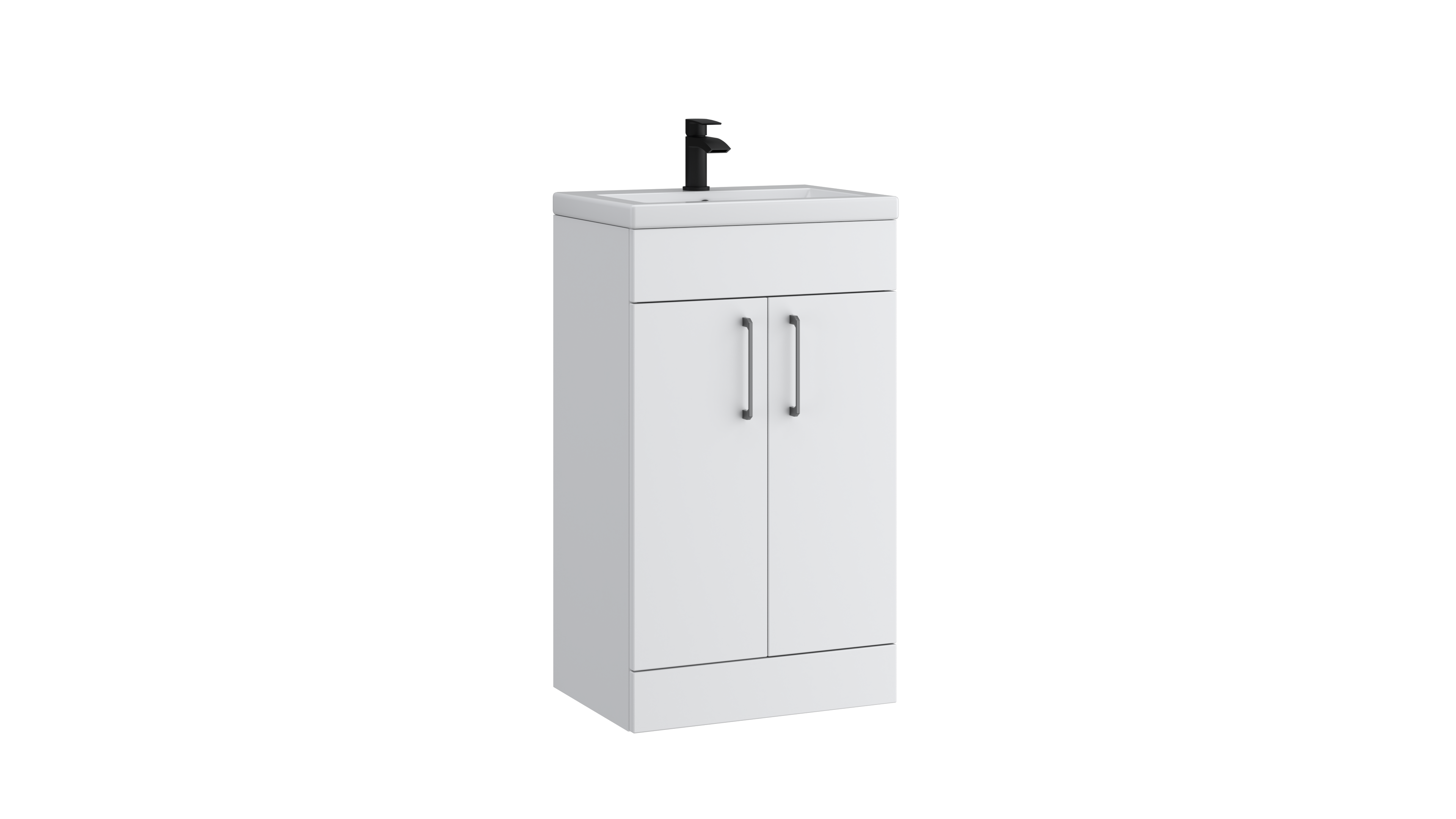 Dove 500mm 2 Door Slimline Floor Standing Unit with Basin – Matt White - Tuskan Tiles