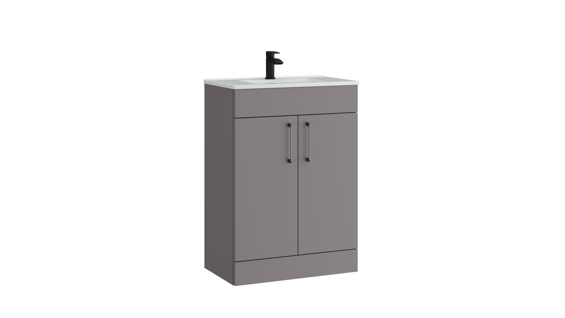 Dove 600mm 2 Door Slimline Unit with 600 x 355mm Ceramic Basin – Slate Grey - Tuskan Tiles