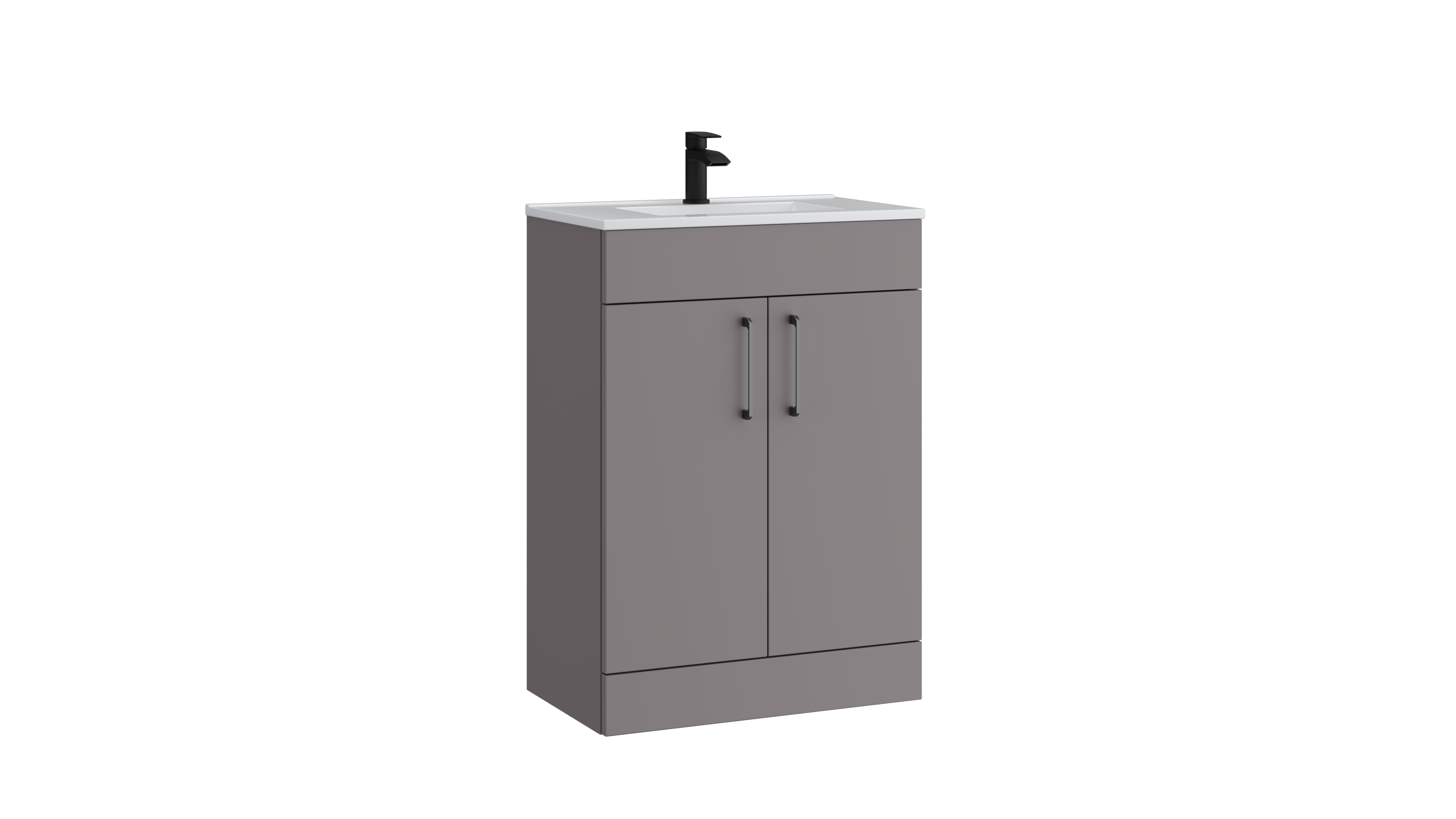 Dove 600mm 2 Door Slimline Unit with 600 x 355mm Ceramic Basin – Slate Grey - Tuskan Tiles