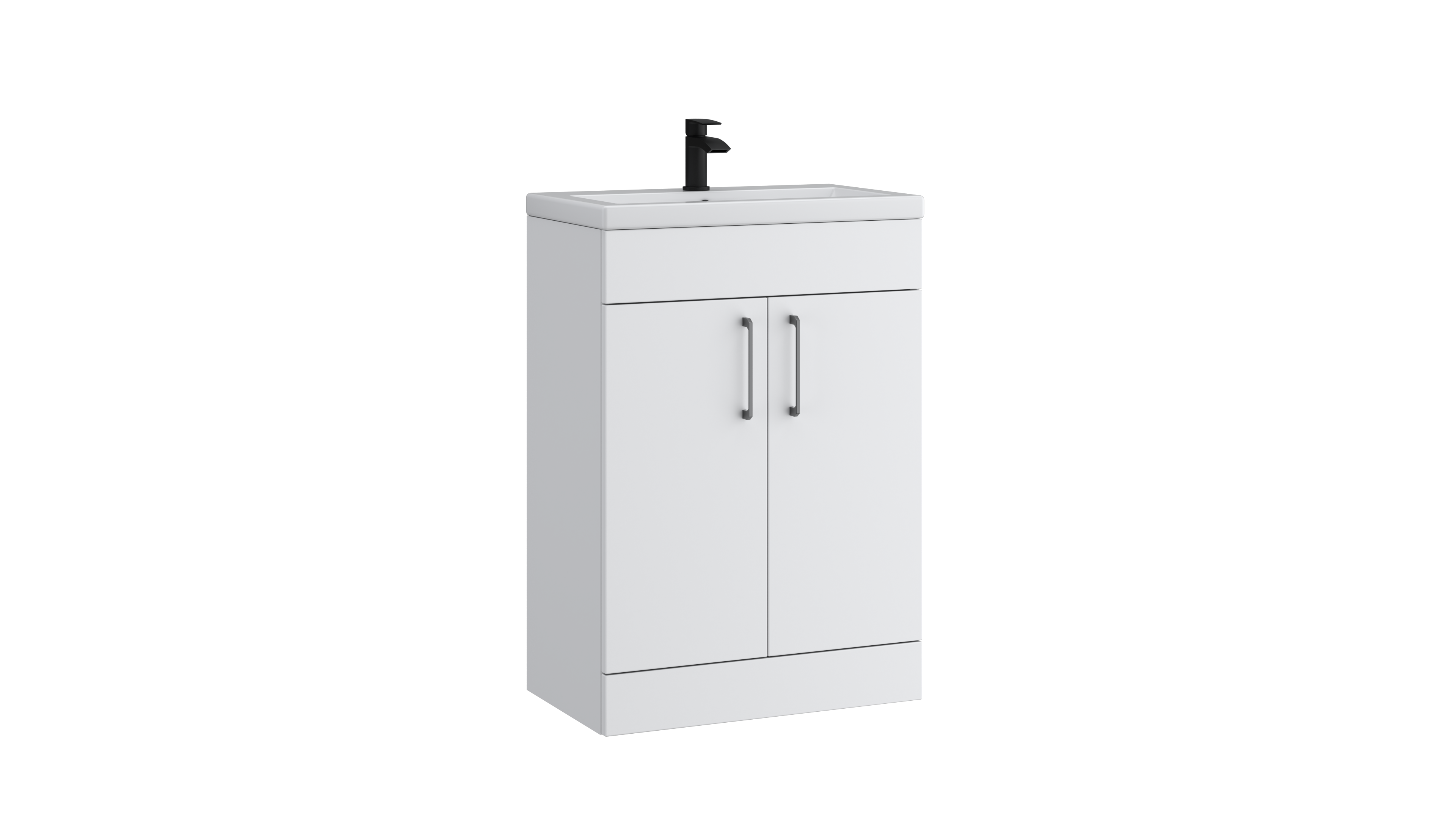 Dove 600mm 2 Door Slimline Unit with Ceramic Basin – Matt White - Tuskan Tiles