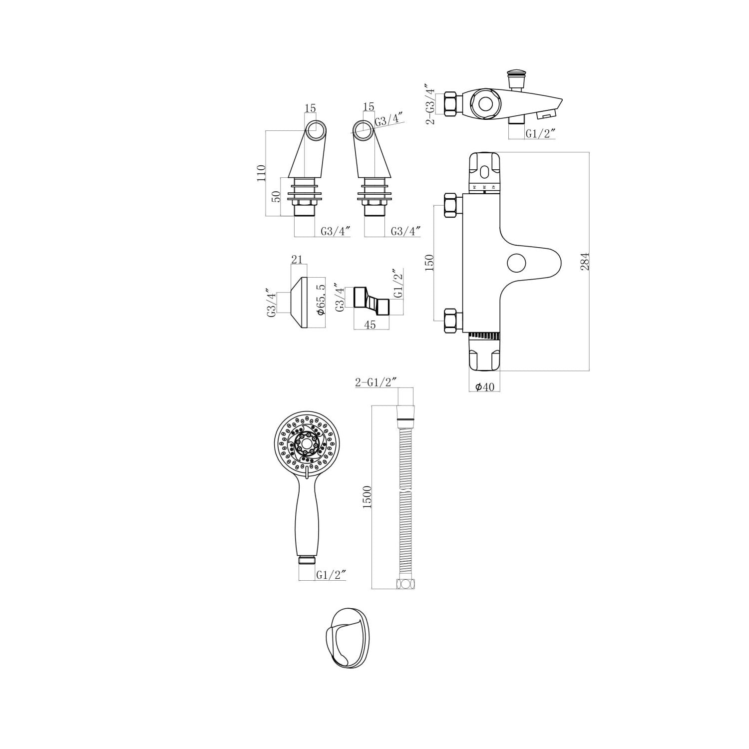 Thermostatic Bath Shower Mixer – Wall & Deck Mounted
