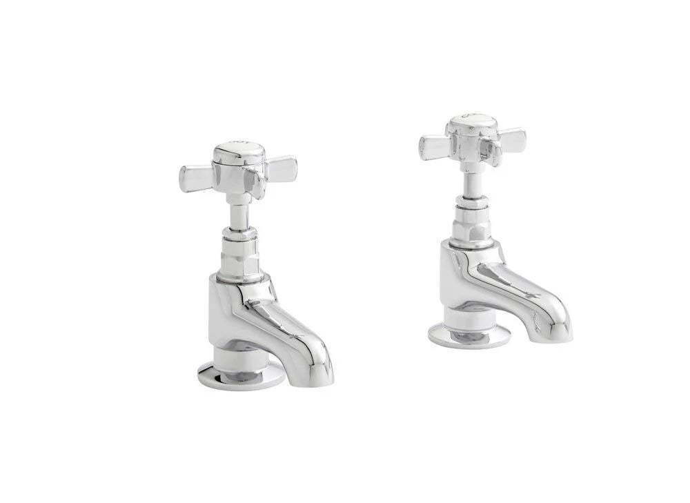 Klassique Pair Basin Pillar Taps with Clicker Waste – Chrome - Tuskan Tiles