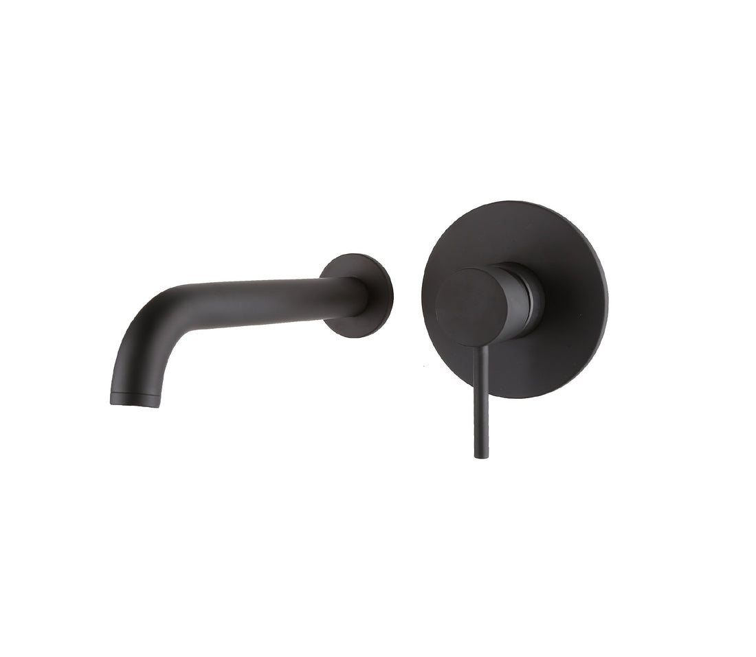 Nero Round Wall Mounted Basin Mixer – Matt Black - Tuskan Tiles