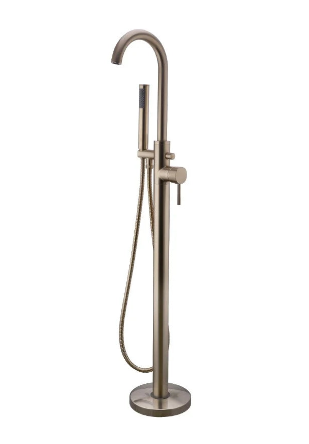 Ottone Freestanding Bath Shower Mixer – Brushed Brass - Tuskan Tiles