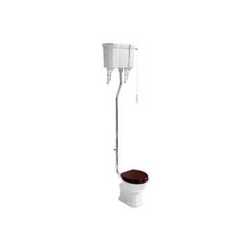 White Ideal Standard Waverly traditional high-level WC pan with cistern, measuring 520x645mm, shown with classic design features.