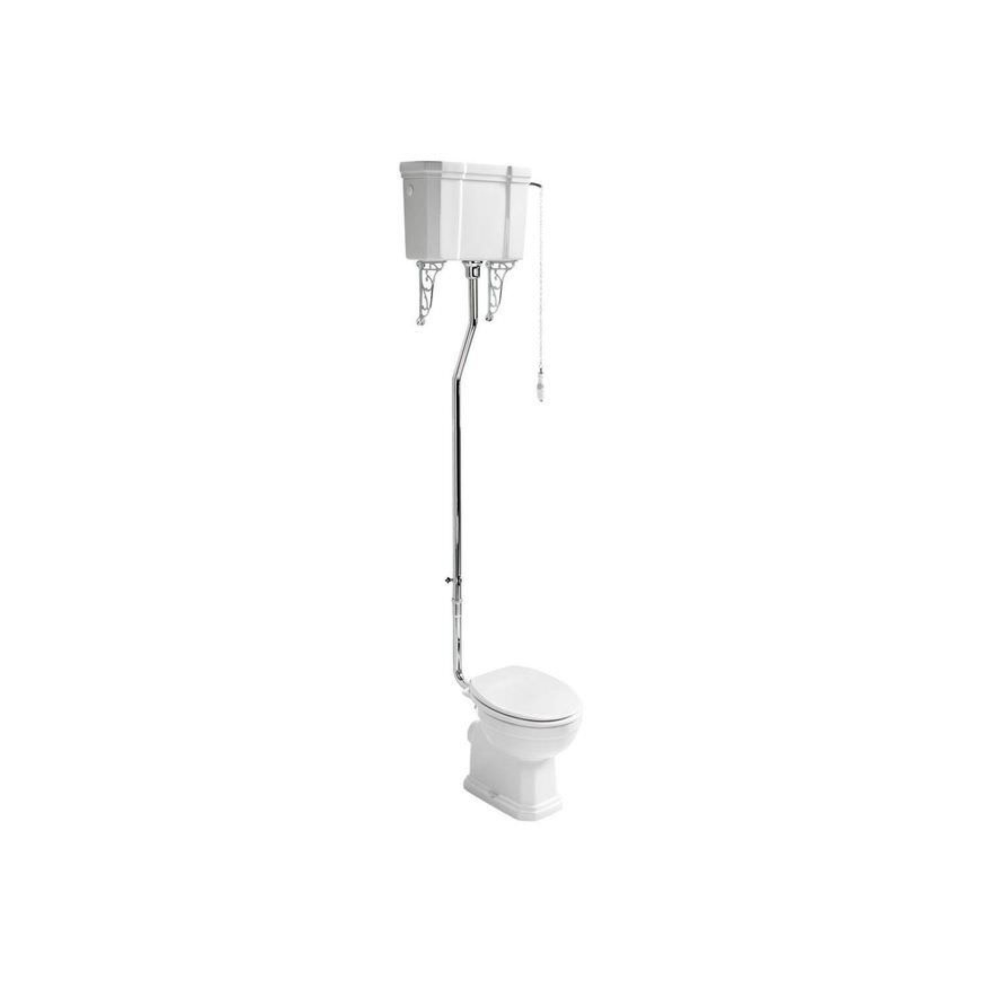Traditional high-level WC pan with cistern in white, featuring classic design and dimensions 520x645mm, by Ideal Standard.