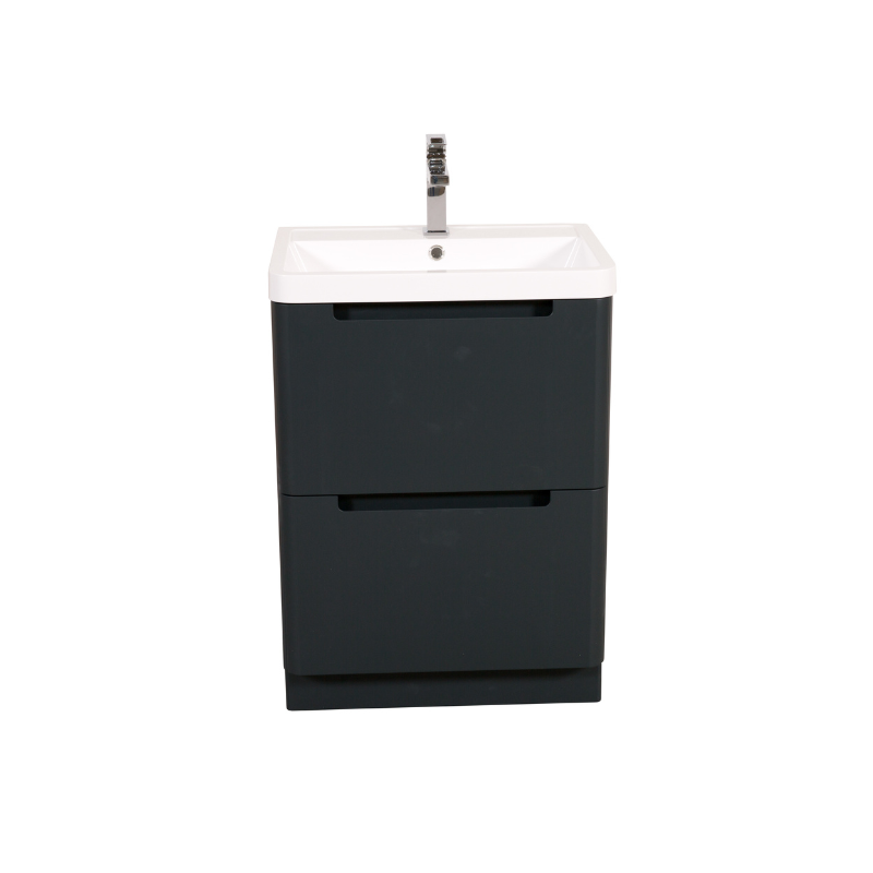 Monza 600mm Vanity & Basin Shadow Grey - Floor Standing