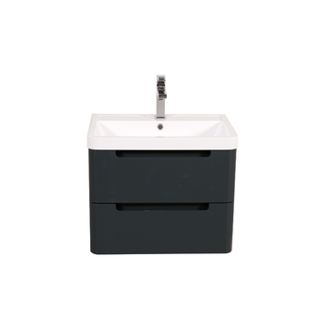 Monza 600mm Vanity & Basin Shadow Grey - Wall Hung