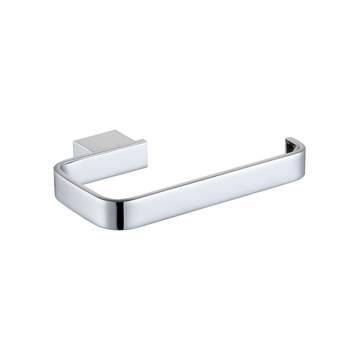 Tuskan Tiles RAK Moon toilet roll holder mounted on bathroom wall with sleek, modern design and chrome finish.