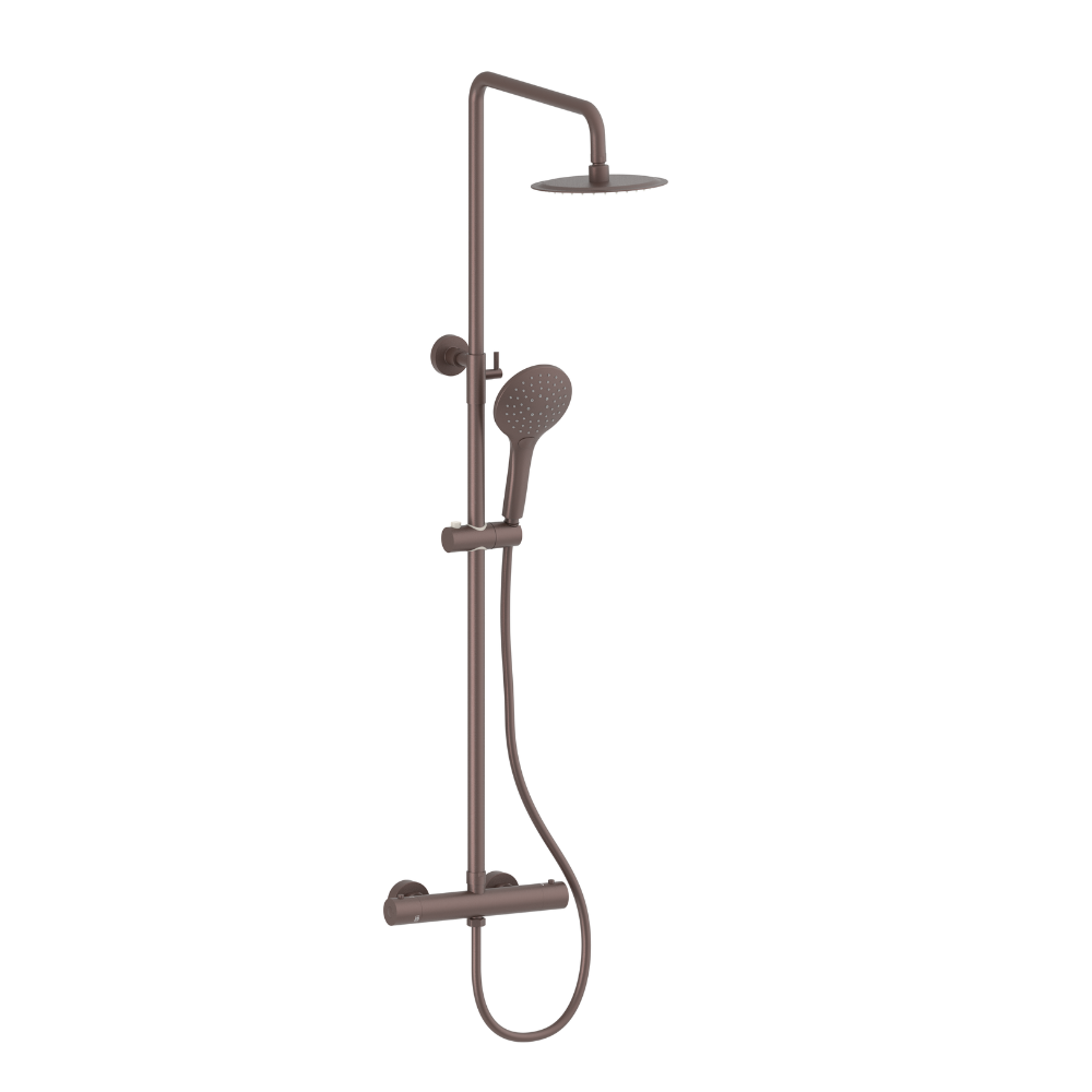 Menai Premium Round Thermostatic Overhead Shower Kit - Brushed Bronze