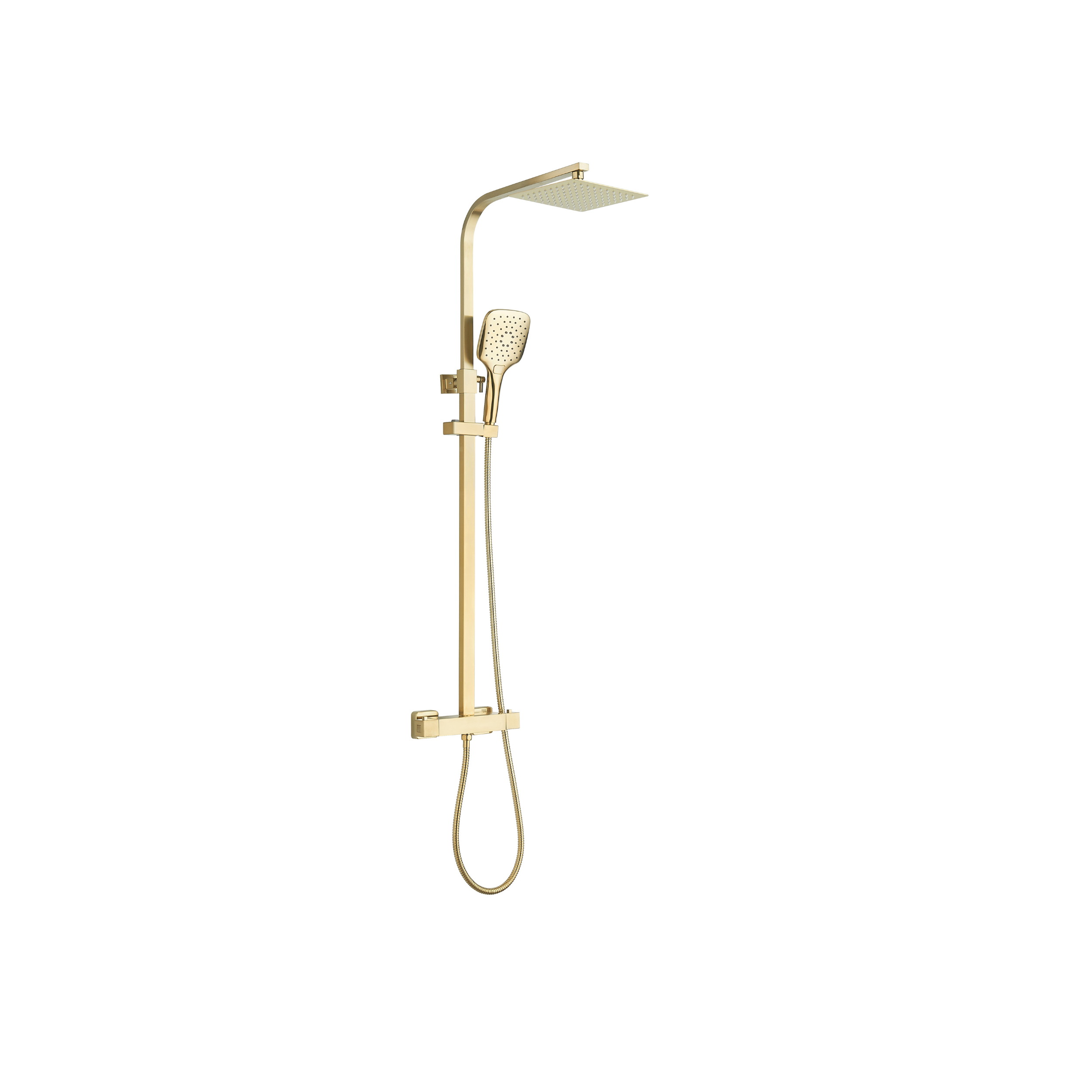 Menai Premium Square Thermostatic Overhead Shower Kit - Brushed Brass