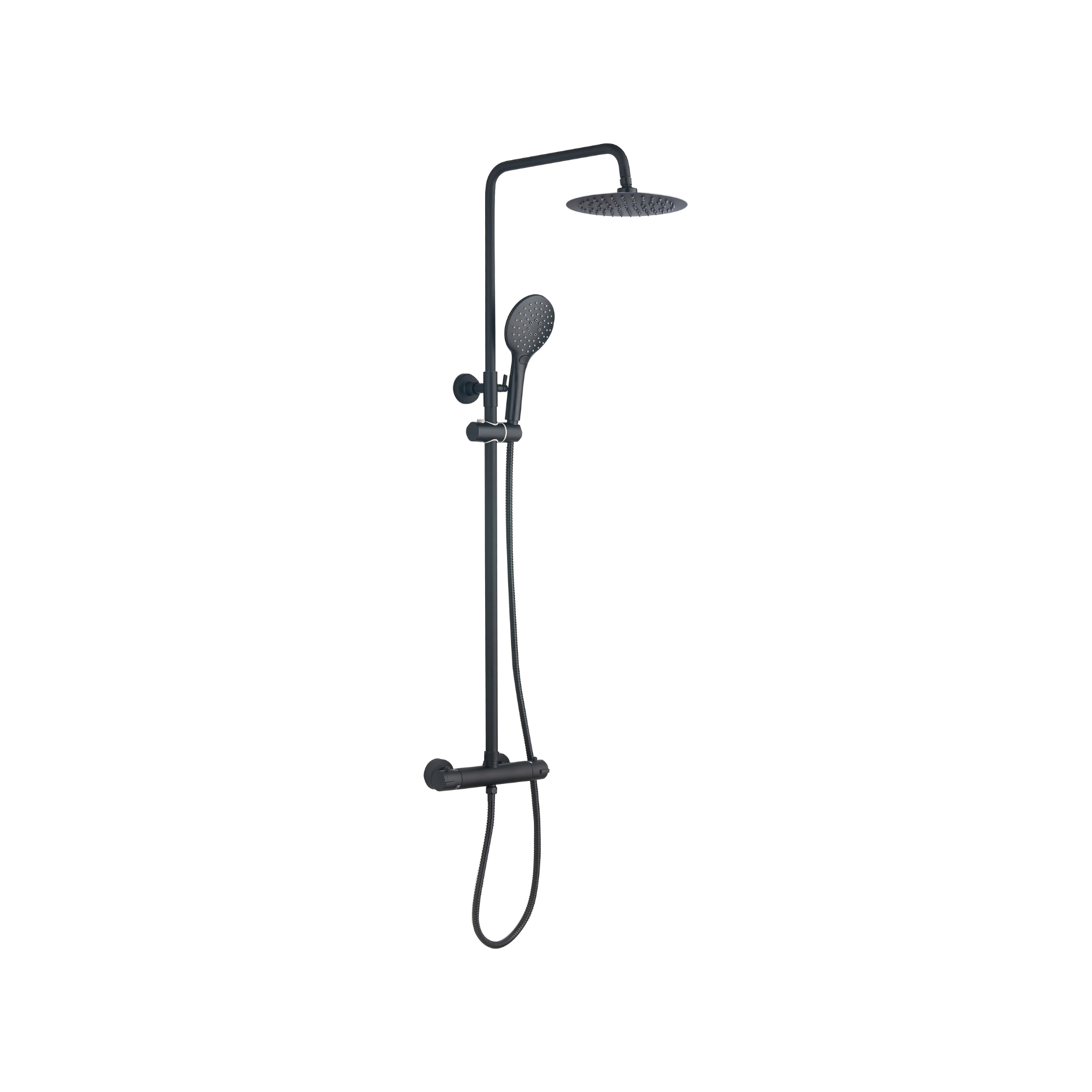 Menai Premium Round Thermostatic Overhead Shower Kit - Black