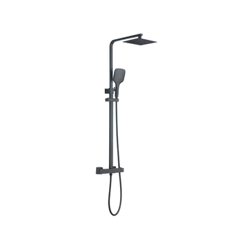 Menai Premium Square Thermostatic Overhead Shower Kit - Black