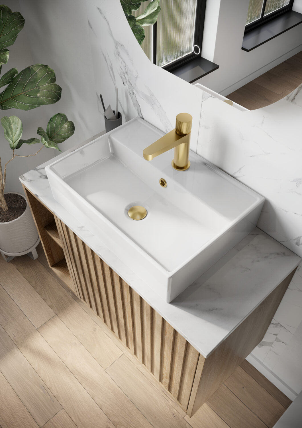 Countertop White Basin – Pre Tap Hole