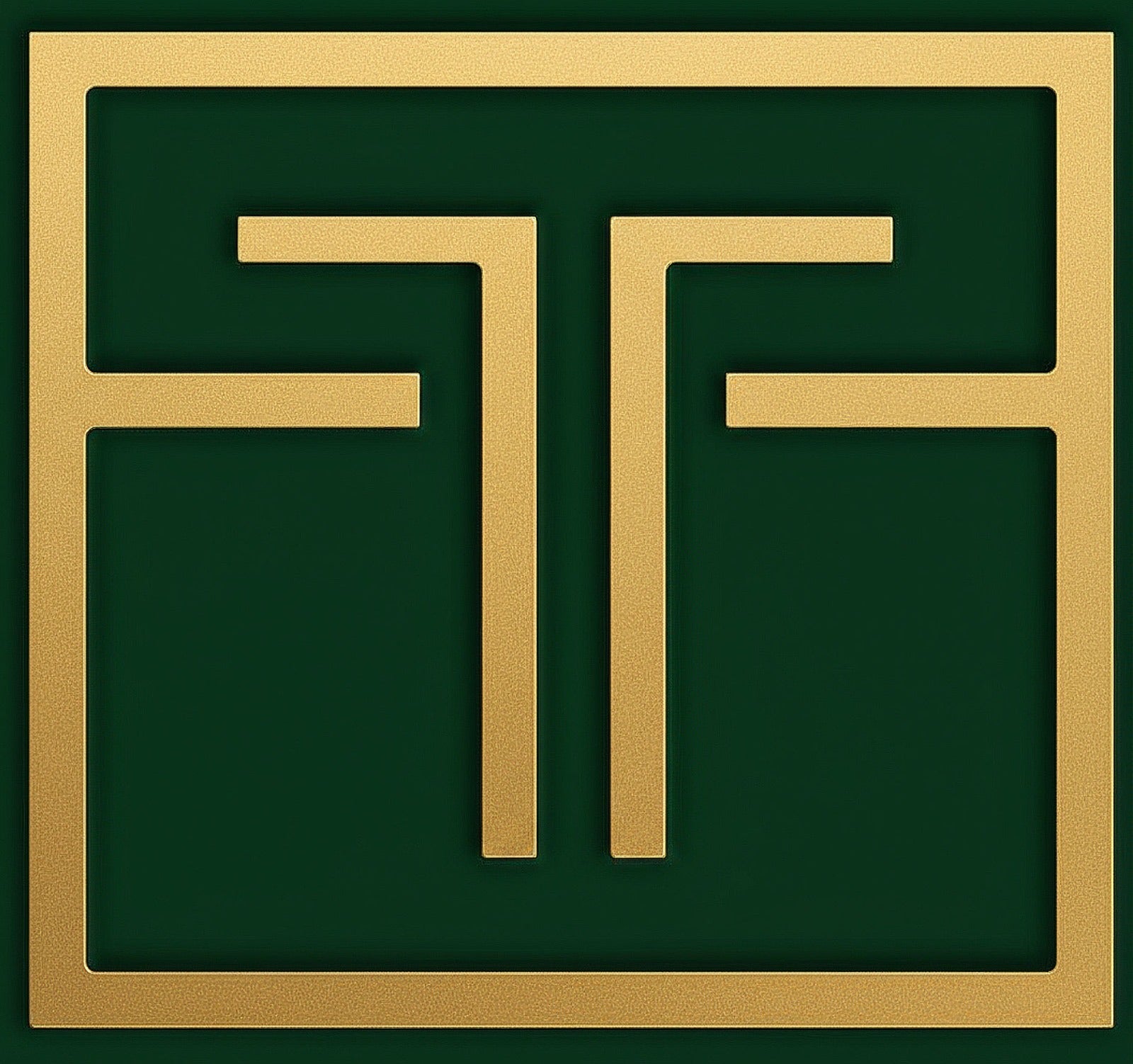 Gold geometric design on a green background