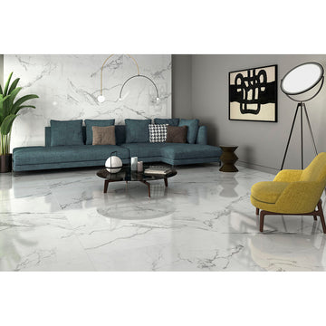 Artico 60x60 White Semi Polished Porcelain Tile