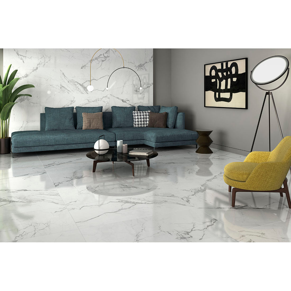 Artico 60x120 White Semi Polished Porcelain Tile