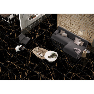 Atlantis Black 60x120 Gold Polished Porcelain Tile