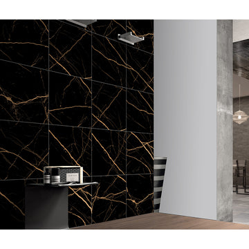 Atlantis Black 60x60 Gold Matt R9 Porcelain Tile
