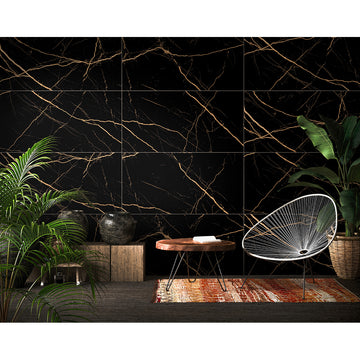 Atlantis Black 60x120 Gold Matt R9 Porcelain Tile
