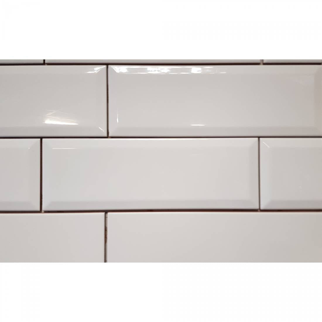 Biselado 10x30 White Gloss Bevelled Ceramic Tile