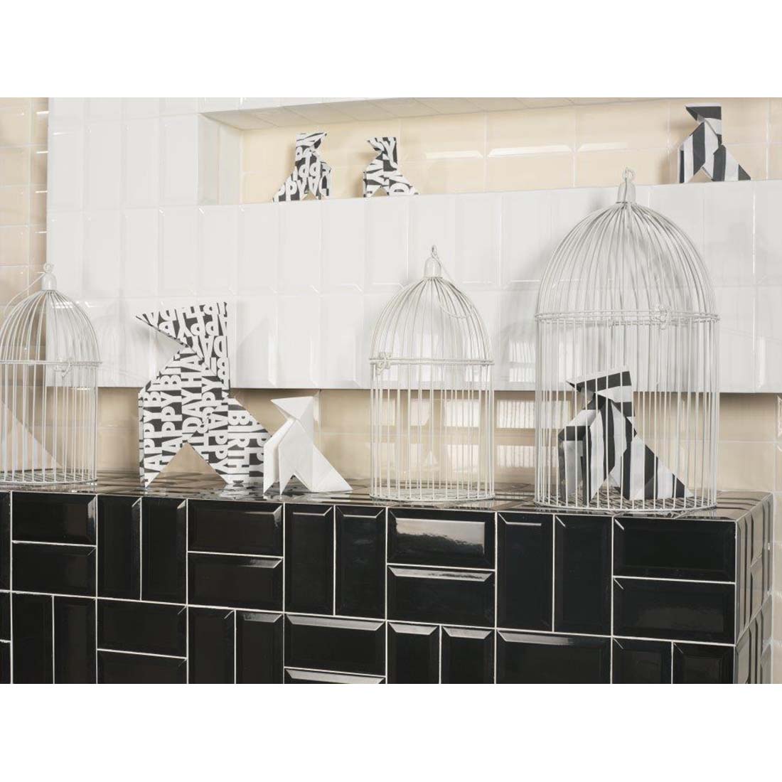 Biselado 10x20 White Gloss Bevelled Ceramic Tile