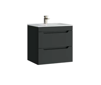 Urban 600mm 2 Drawer Wall Mounted Unit with Ceramic Basin – Matt Anthracite - Tuskan Tiles