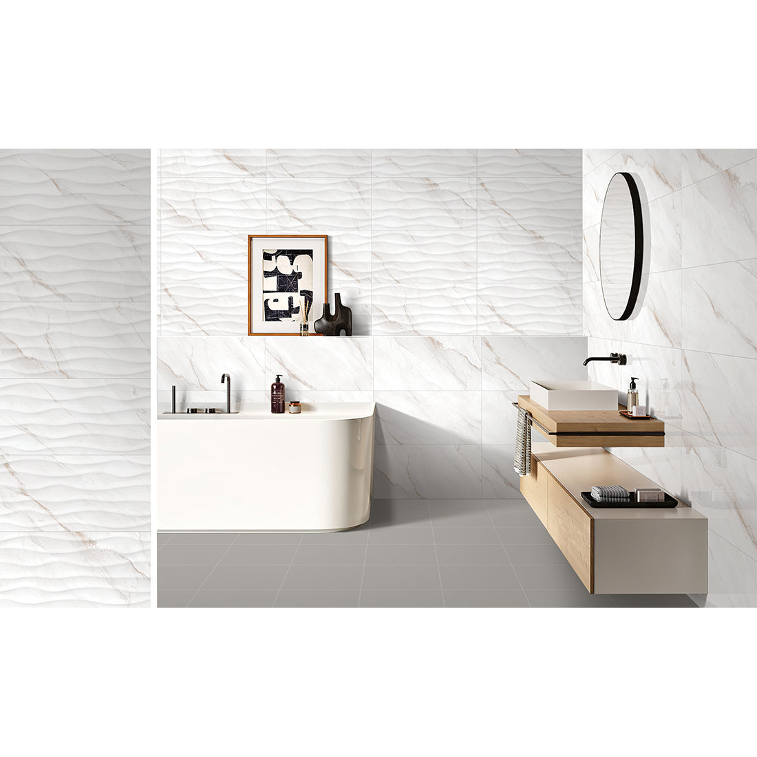 Carrara Gold Relief 30x60 White Gloss Ceramic Tile