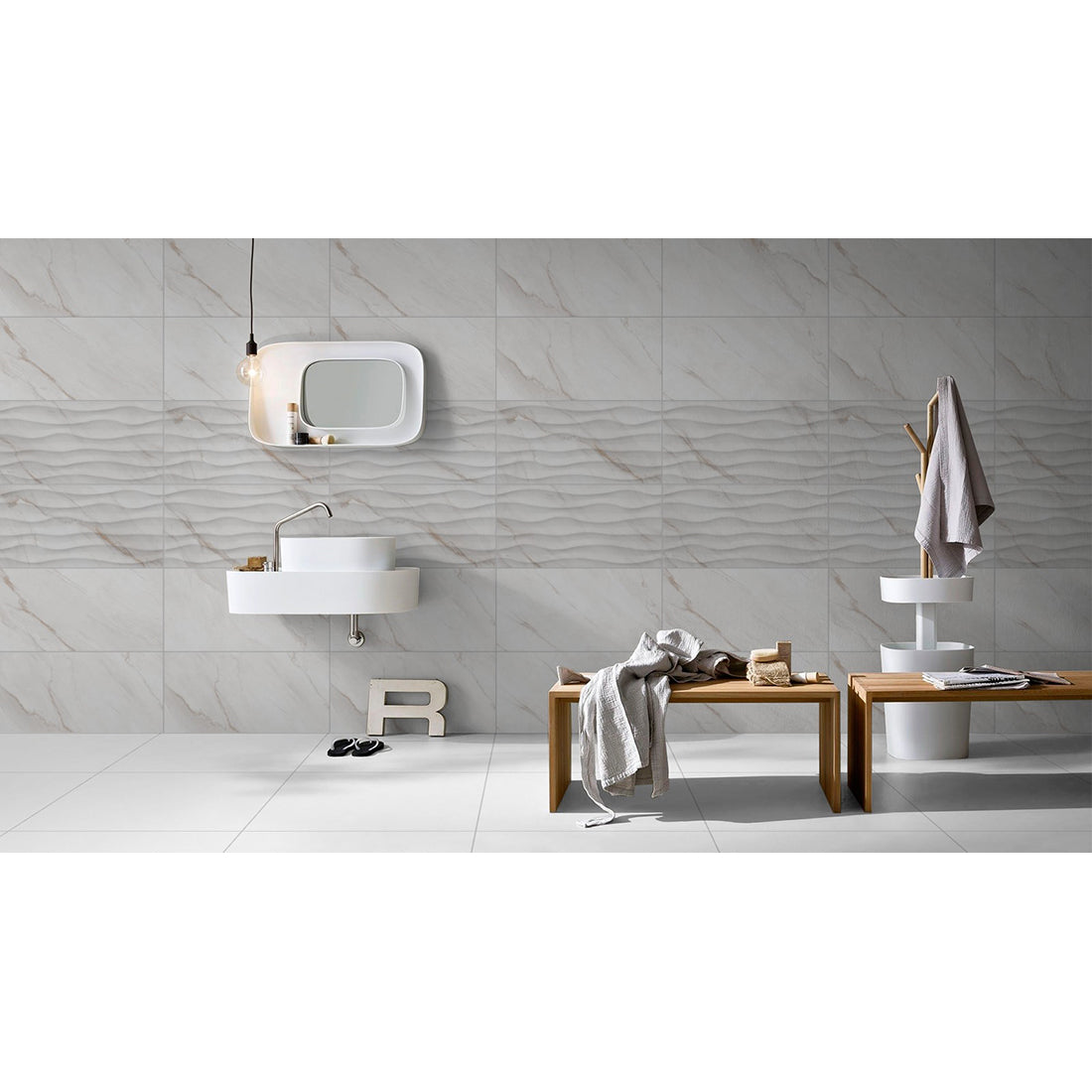 Carrara Gold Relief 30x60 White Gloss Ceramic Tile