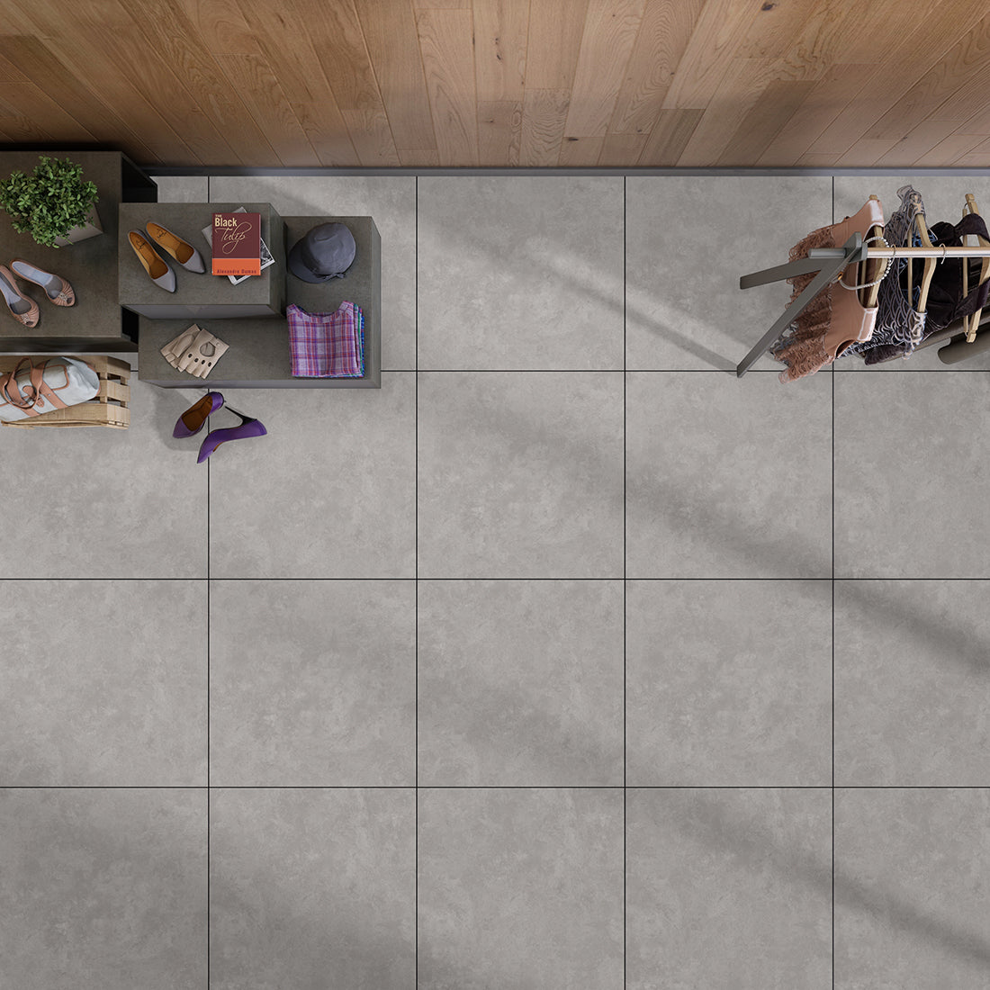 Cemento 80x80 Jet Matt Porcelain Tile