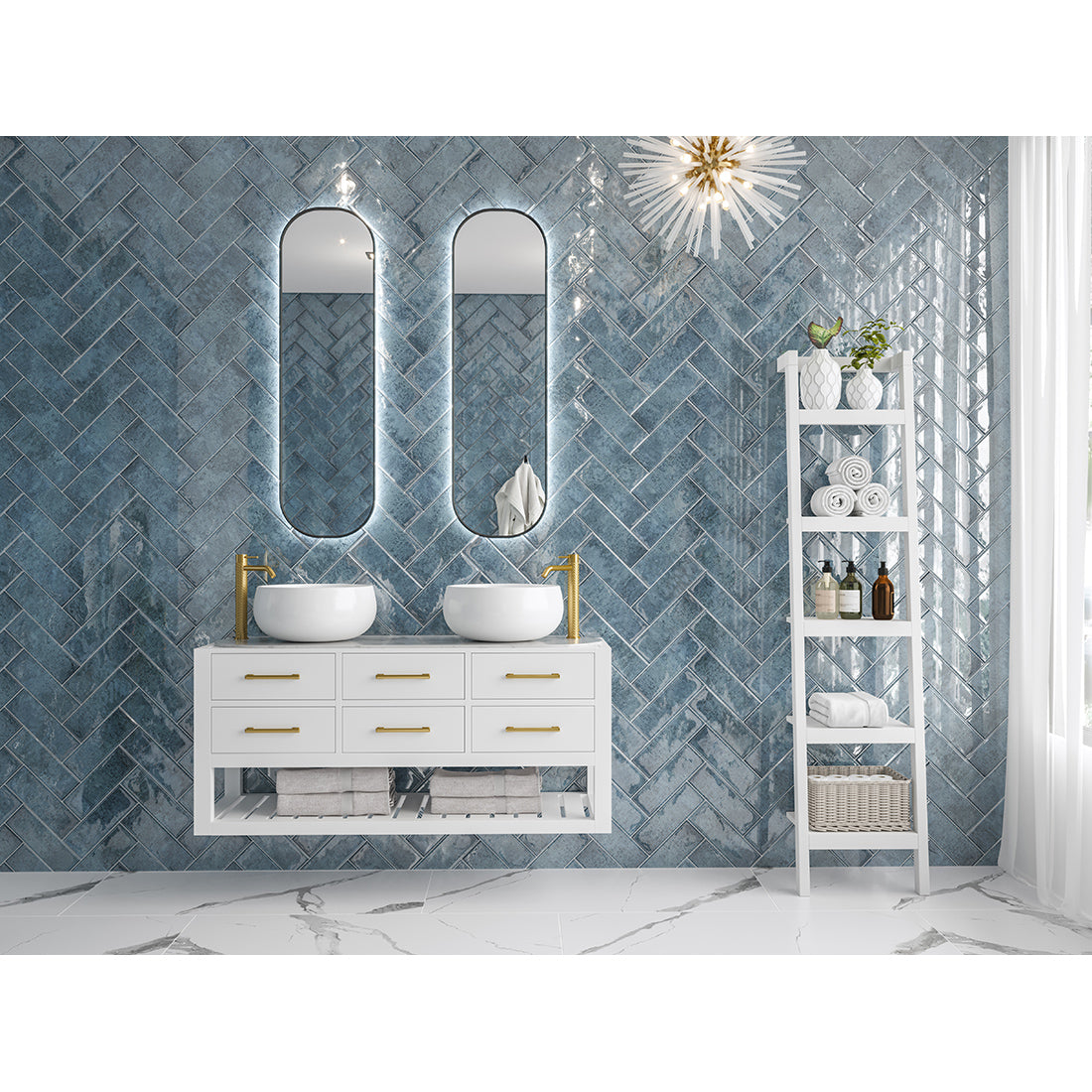 Como 10x30 Blue Gloss Bumpy Ceramic Tile