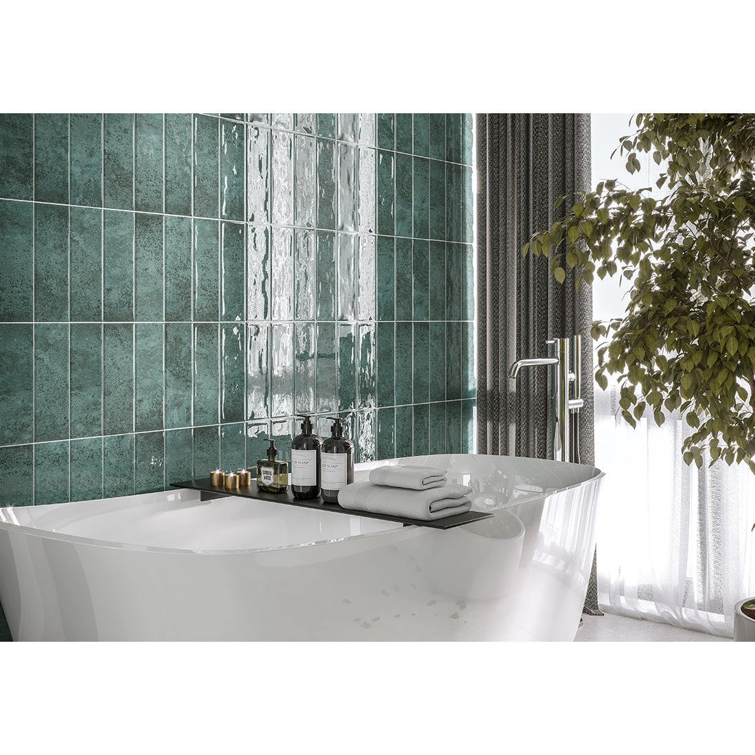 Como 10x30 Green Gloss Bumpy Ceramic Tile