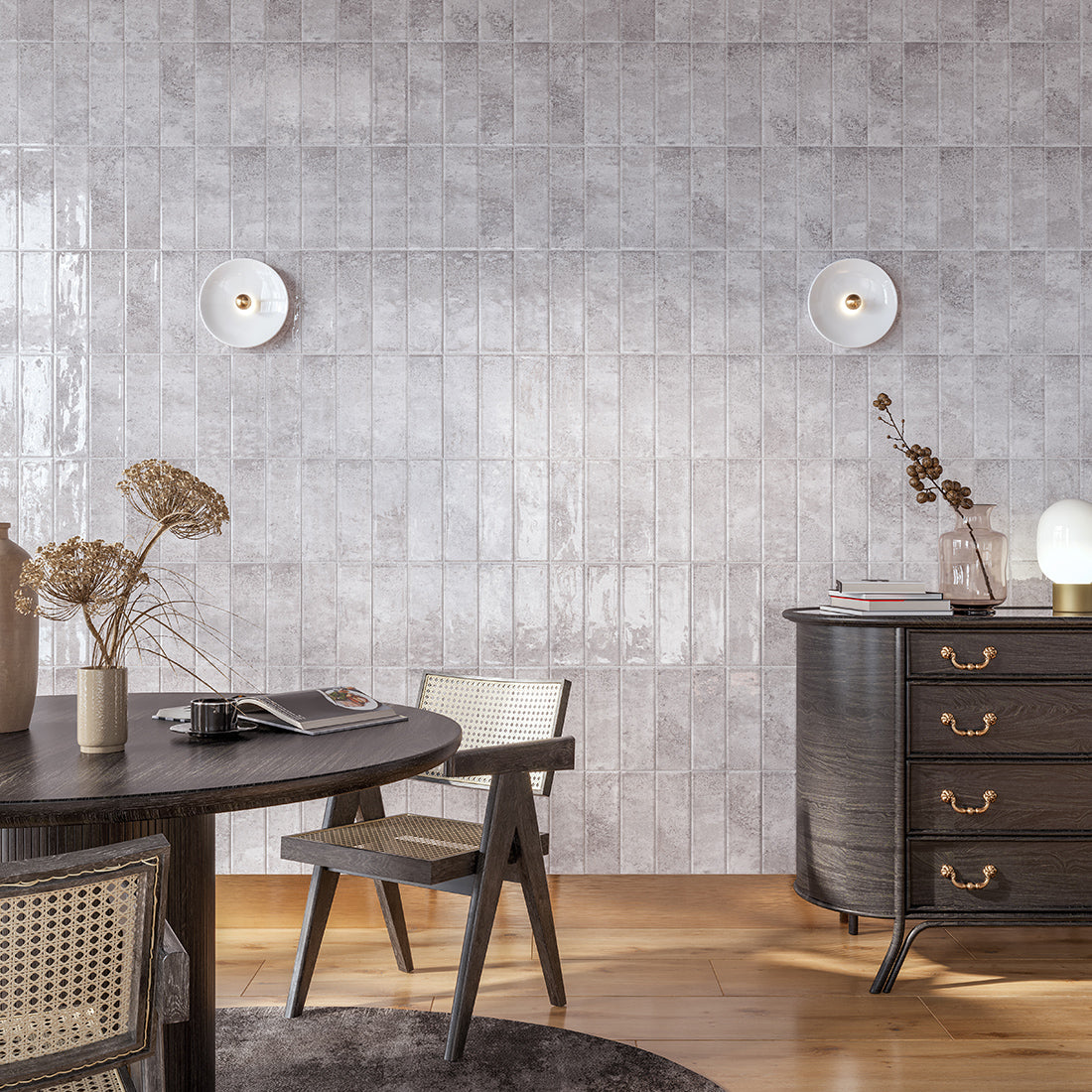 Como 10x30 Grey Gloss Bumpy Ceramic Tile