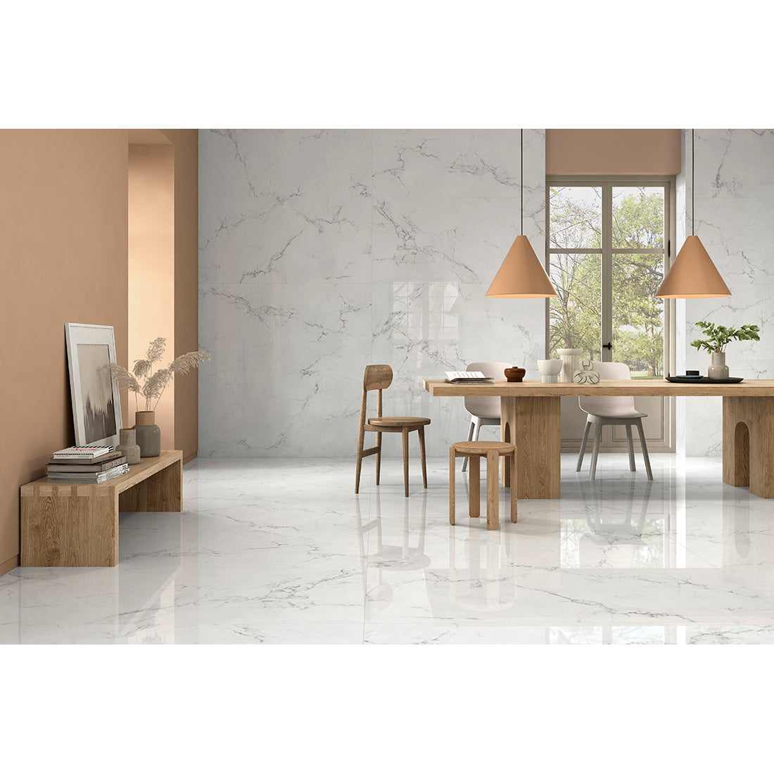 Dakota 59x59 White Polished Porcelain Tile