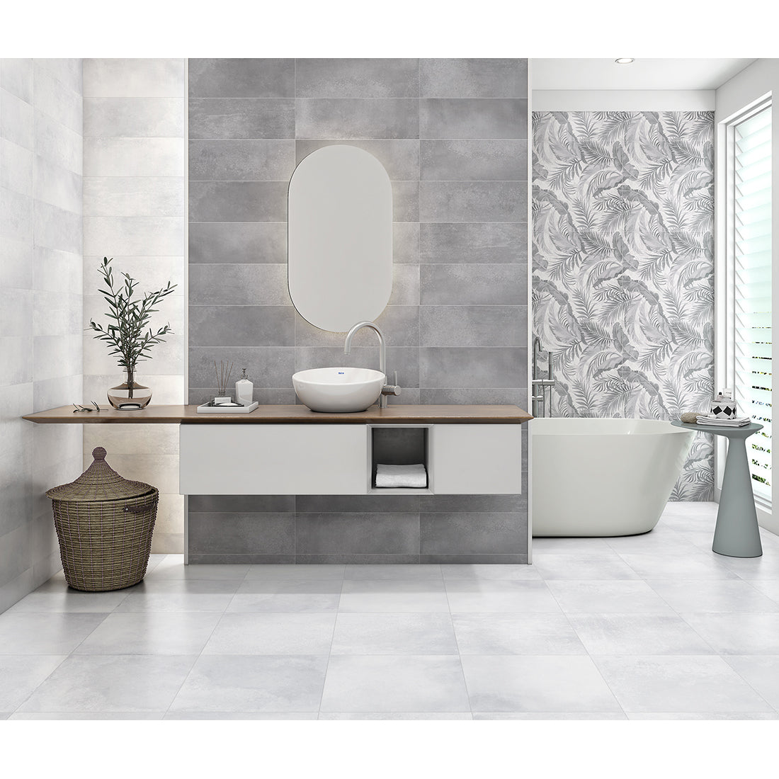 Garden Decor 20x60 White Matt Ceramic Tile