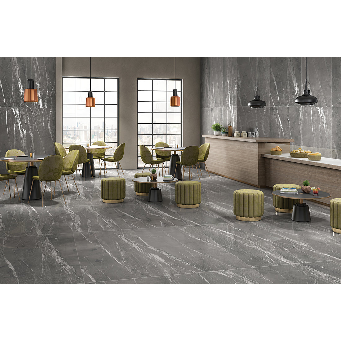 Gliss Smokey 60x60 Grey Matt Carving Porcelain Tile