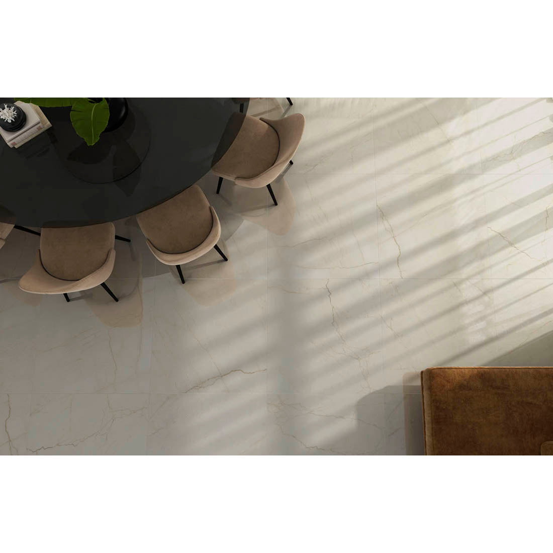 Halo 79x79 Beige Polished Porcelain Tile