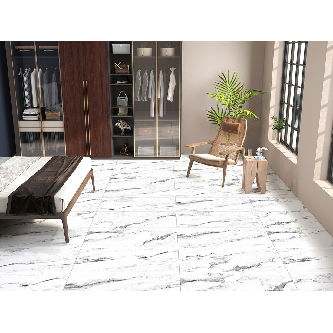 Lucina White 60x120 Matt Carving R10 Porcelain Wall & Floor Tile
