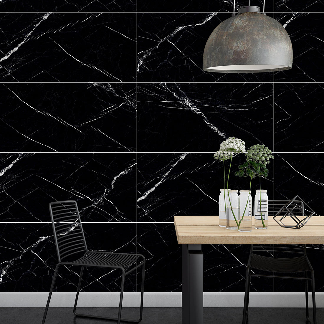 Marquina Grace Black 60x120 Polished Porcelain Wall & Floor Tile