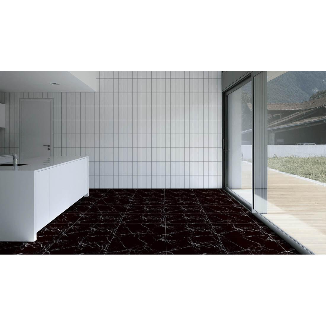 Marquina Nero 60x60 Polished Porcelain Wall & Floor Tile