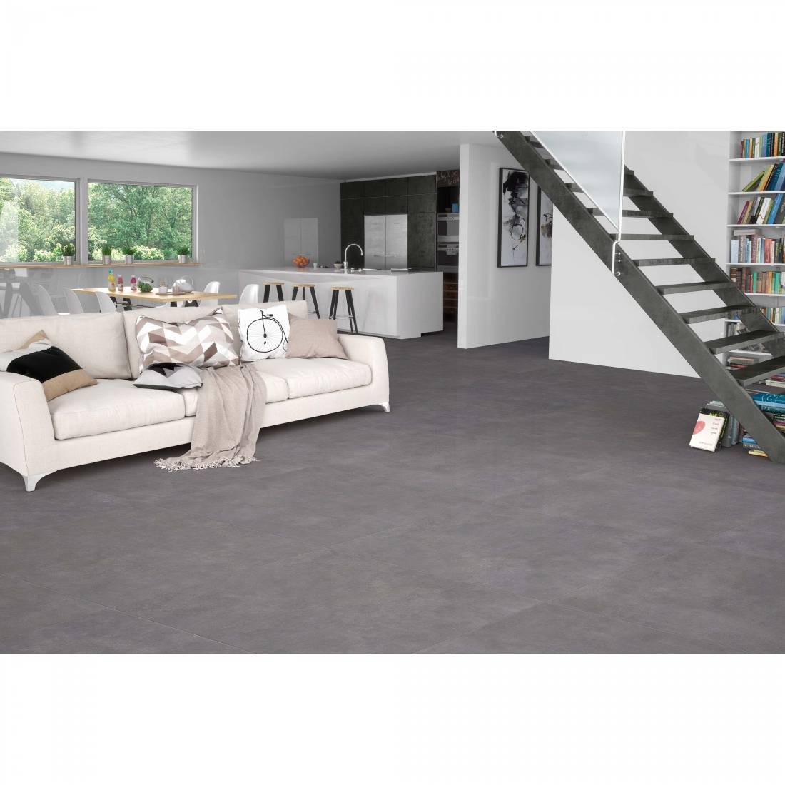 Metropoli Dark Grafito 80x80 Semi Polished Porcelain Wall & Floor Tile