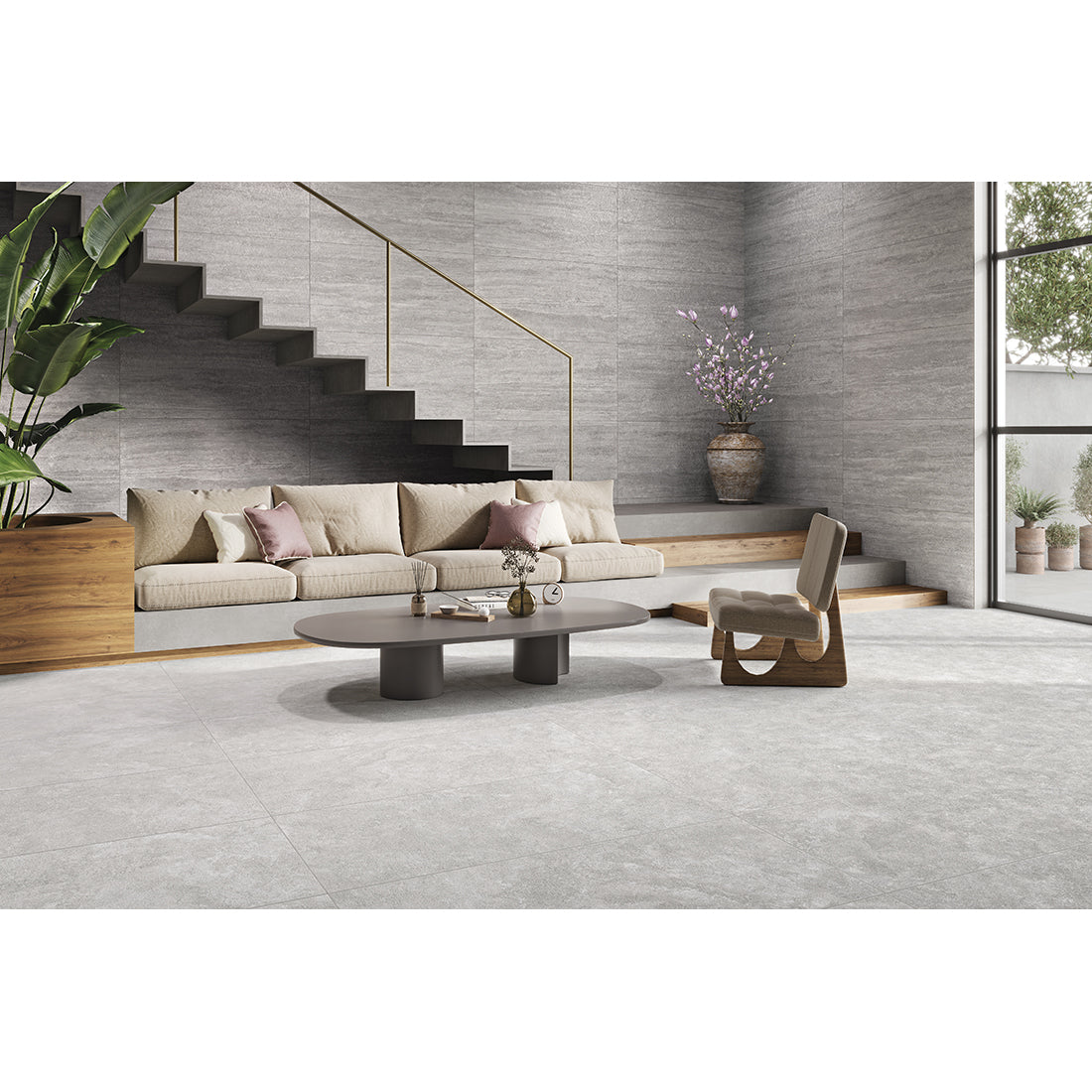 Mystical Bianco 60x60 Matt Cross Cut Travertine Effect Porcelain Tile