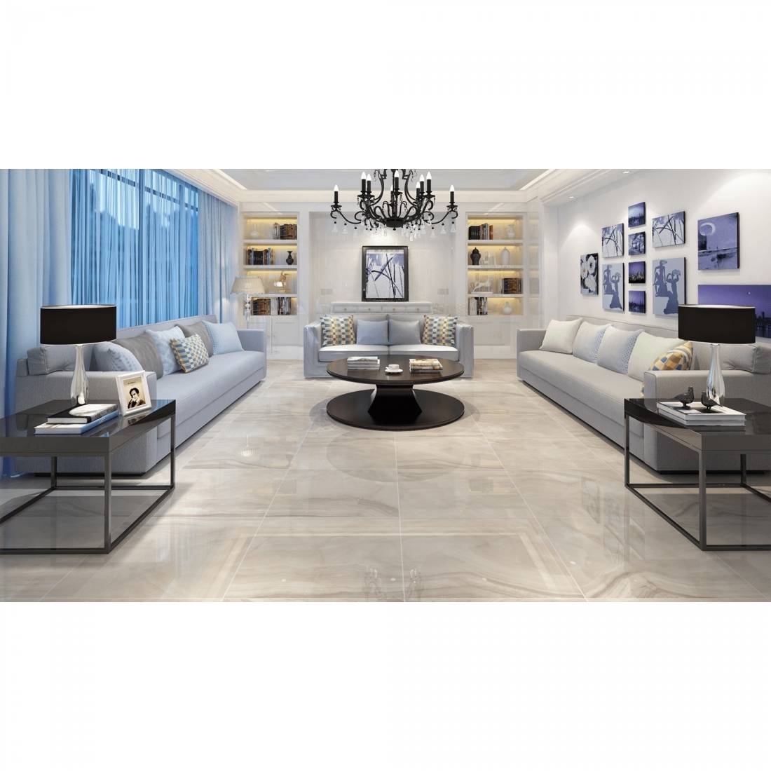 Onyx 60x60 Gris Polished Porcelain Tile