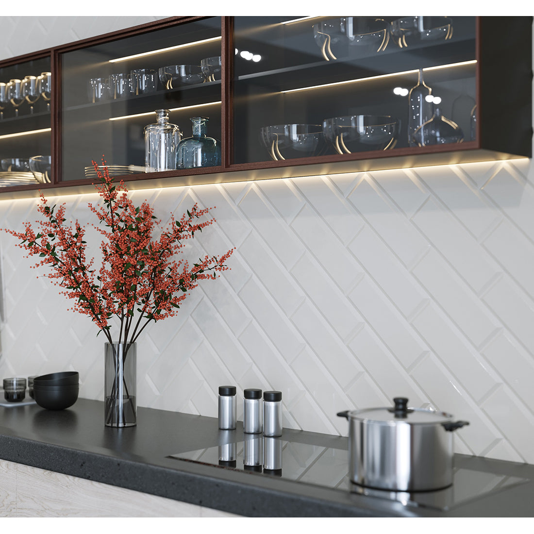 Signature Metro 10x30 White Gloss Bevelled Ceramic Tile