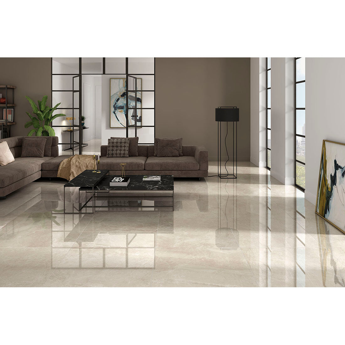 Silky 79x79 Beige Polished Porcelain Tile