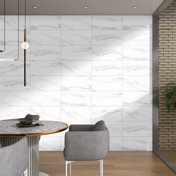 Statuario Glacier 30x60 White Matt Carving Porcelain Tile
