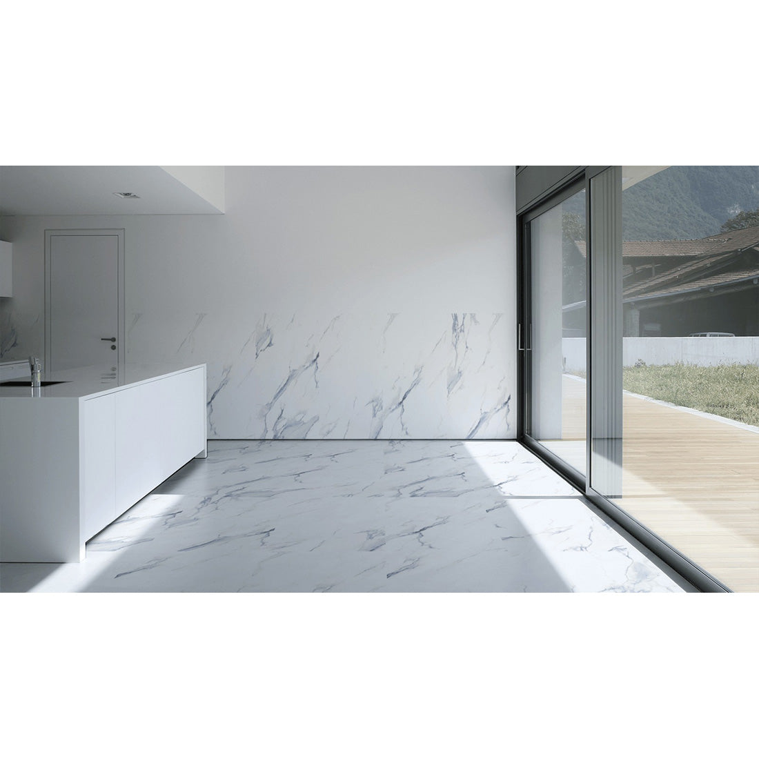 Statuario Mercury 60x120 Blue Polished Porcelain Tile